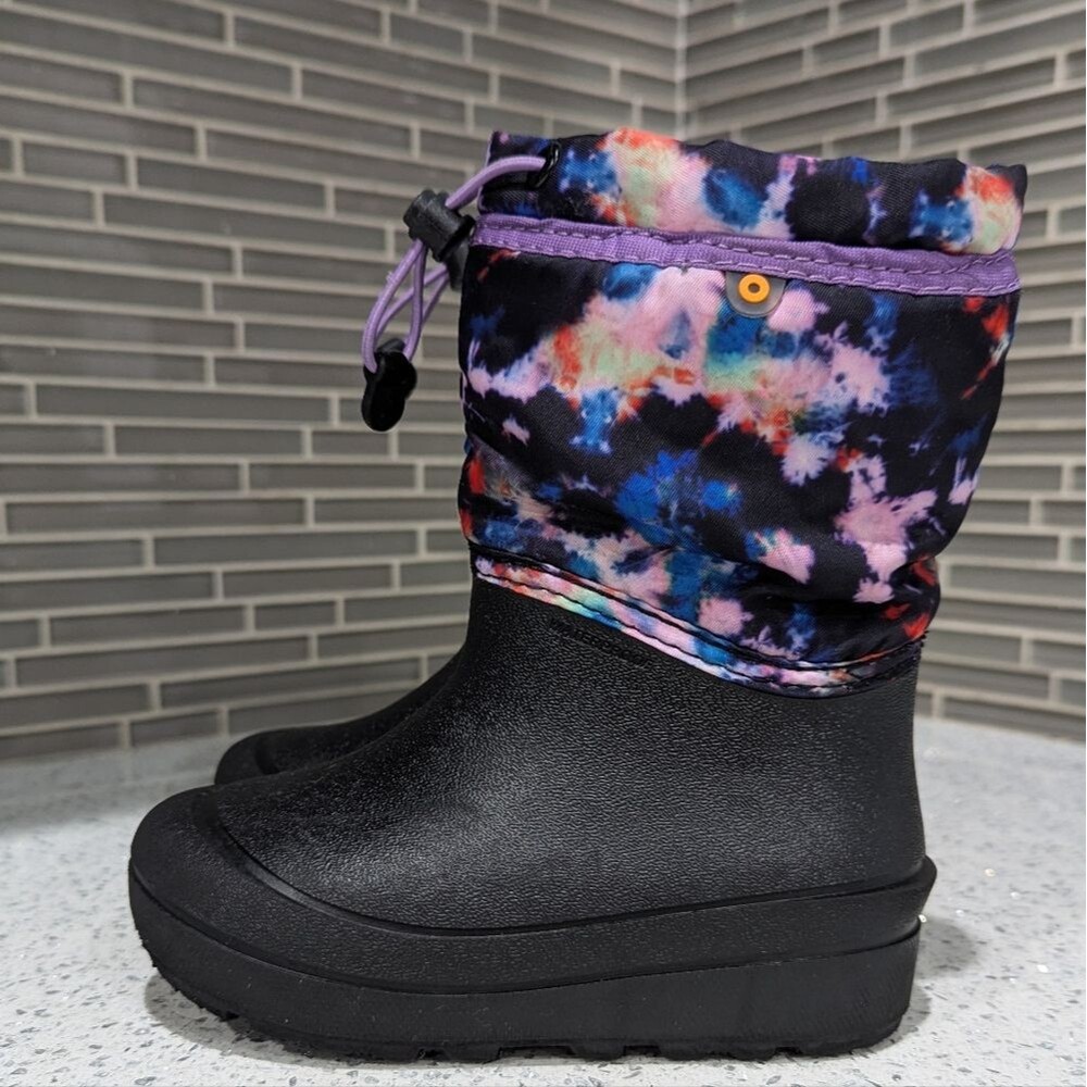 Bogs Kids Girls Snow Shell Waterproof Rain Snow Boot Black Purple Cosmos Size 11 - Picture 3 of 9
